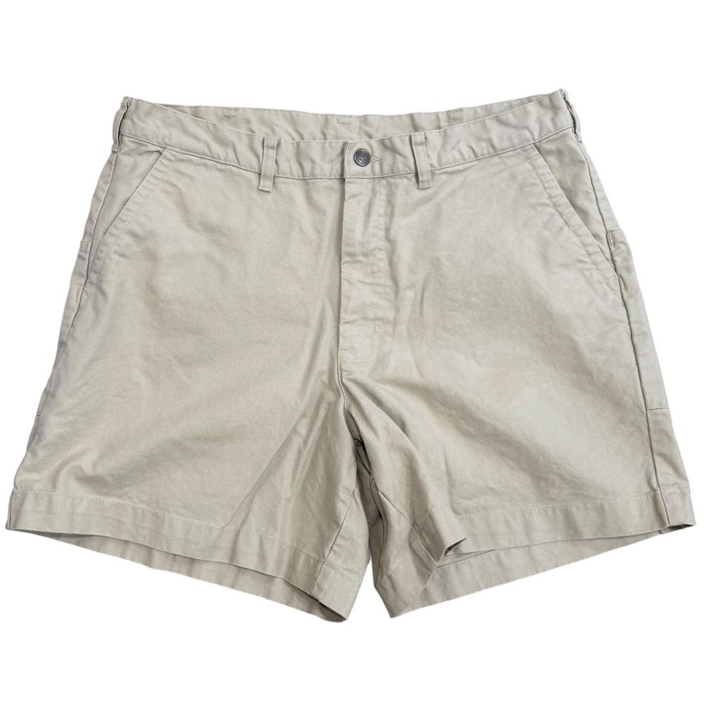 Patagonia Stand Up Shorts Tan Khaki Organic Cotton Canvas 7 Inch Inseam Mens 38